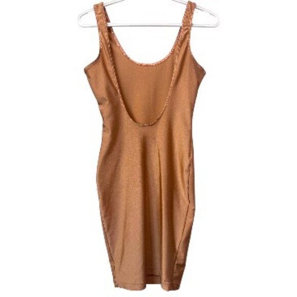 American Apparel metallic nude sleeveless bodycon mini dress size L - Picture 5 of 7